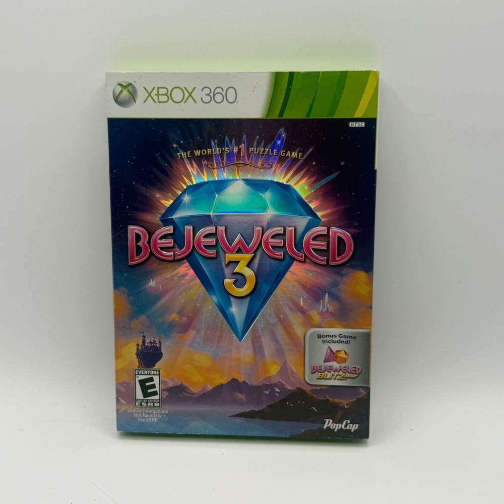 PopCap Bejeweled 3 Video Game Xbox 360 N/A Multicolor Good CIB with Slipcover